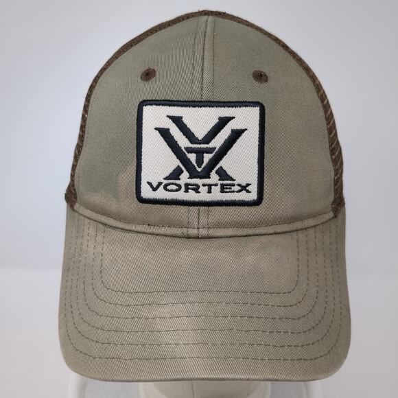 Vortex Logo Snapback Trucker Hat Brown One Size Adjustable Outdoor - Picture 2 of 9